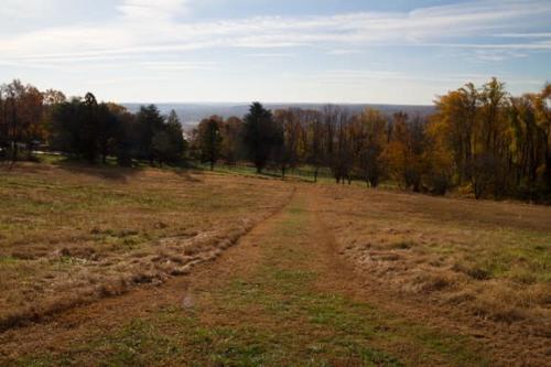 An open field on top of a mountain in fall