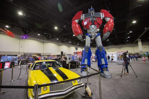Transformers Bumble Bee car and Optimus Prime at HASCON Providence