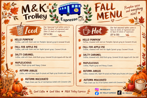 M&K Trolley Espresso Fall Menu 2026