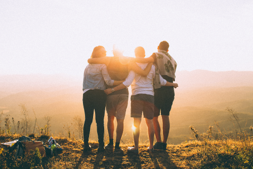 Group of friends traveling