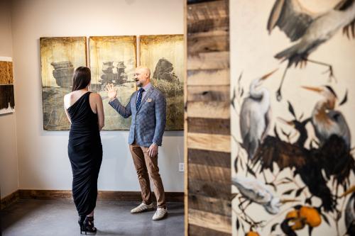 Viewing fine art at Saladino Gallery in downtown Covington