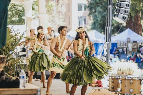 Dancers performing a traditional dance at the 4 Days of Aloha event in Vancouver