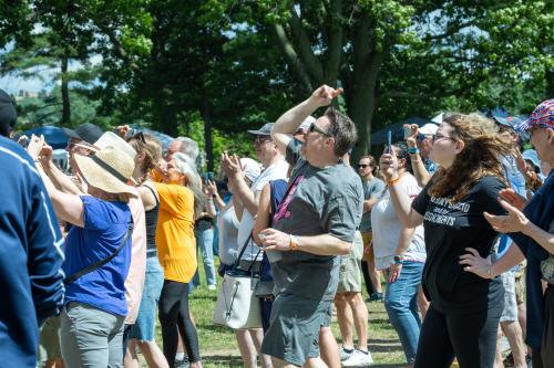 A crowd sings and cheers at the Sleepy Hollow Music Festival.