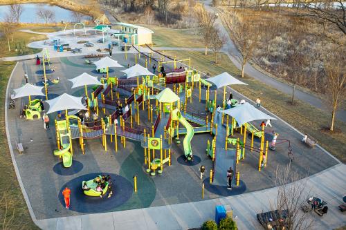 Aerial photo of accessible playground