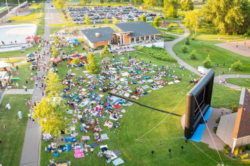 Aerial photo of Starlight Cinema outdoor movie night