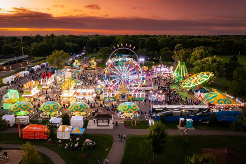 Aerial photo of Woodbury Days community festival