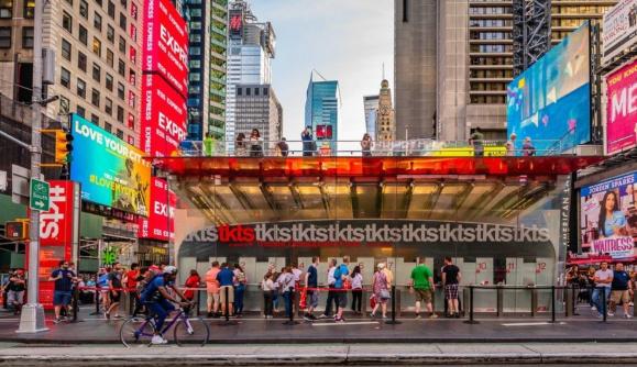 Broadway NYC tkts booth during the day Broadway NYC tkts booth during the day