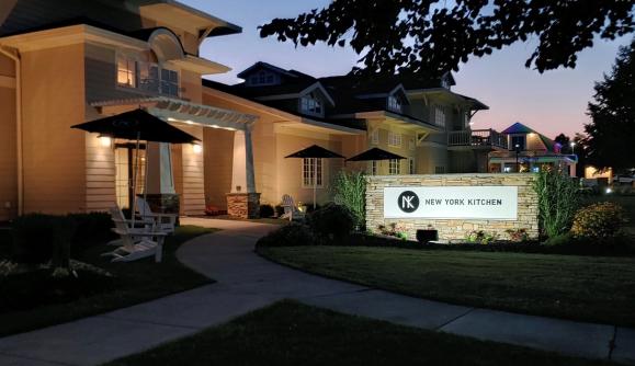 Exterior of New York Kitchen in the evening Exterior of New York Kitchen in the evening