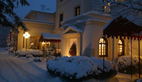 Exterior of Geneva on the Lake snowed in during the wintertime Exterior of Geneva on the Lake snowed in during the wintertime