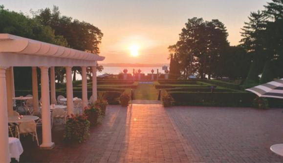 Sunrise over the terrace at Geneva On The Lake Sunrise over the terrace at Geneva On The Lake