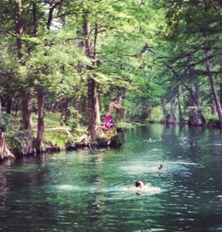 Jumping into Blue Hole. Photo by Kristen Maurel