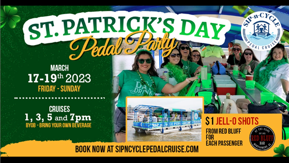 St Patrick's Day Sip-n-Cycle Pedal Cruise - Mar 17