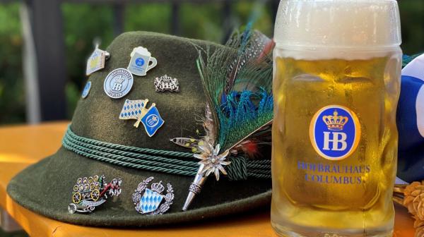 Hat and beer from Hofbrauhaus Columbus