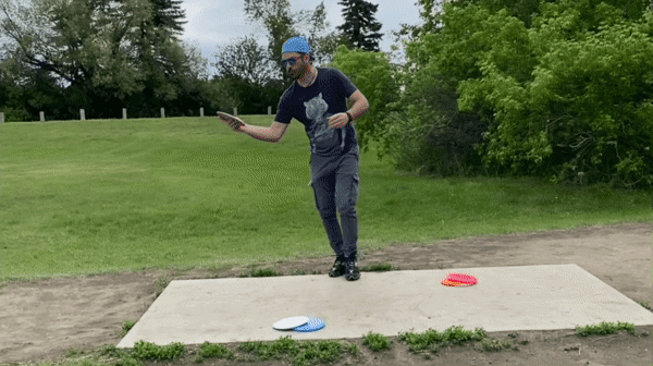 Playing disc golf with frisbees