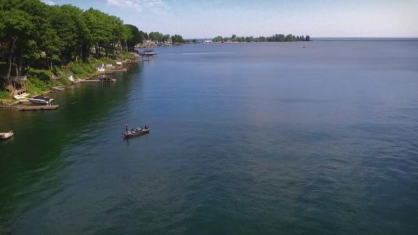 aerial view of Lake Ontario in Cayuga County