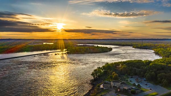 Falls of the Ohio State Park Aerial Ohio River