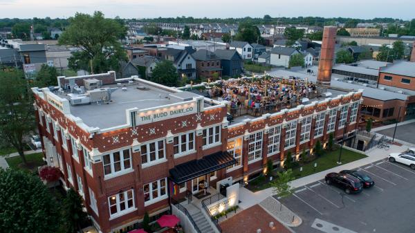 Exterior view of Budd Dairy rooftop and patio