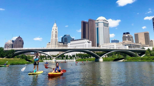 Kayak and paddle boarding on Scioto River