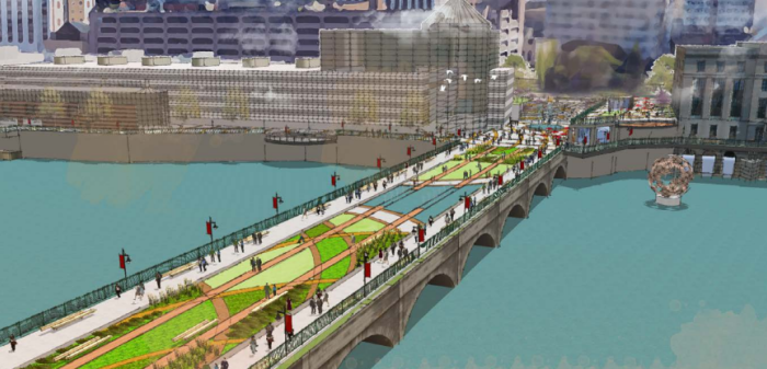 The downtown Rochester aqueduct reimagined as a walkway and green space