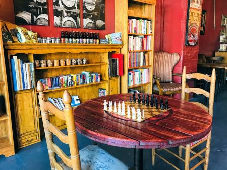 Chess table at Speakeasy Books and More