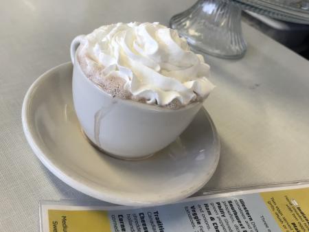 Delicious hot cocoa at the Oasis Diner