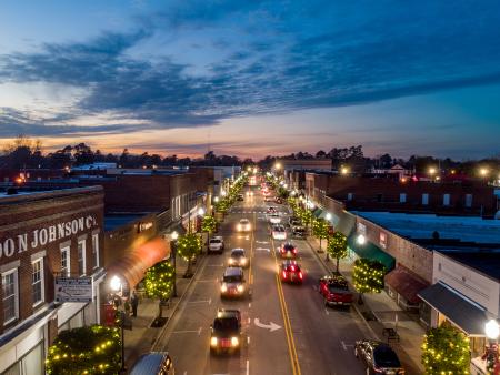 Downtown Benson Main Street Drone Shot