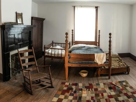 Bedroom in the Historic Harper House at Bentonville Battlefield State Historic Site, Four Oaks, NC.