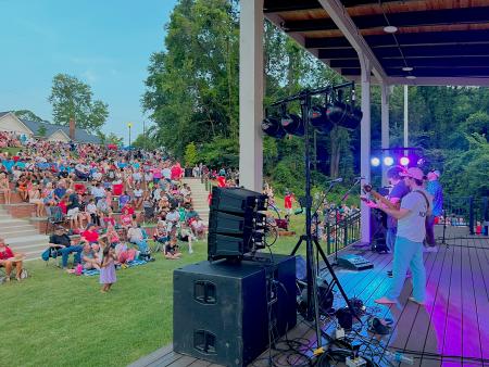 Neuse River Amphitheater with Crowd at 4th of July event.
