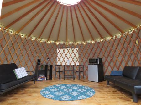 interior view of a yurt at AJ jolly park in Alexandria ky