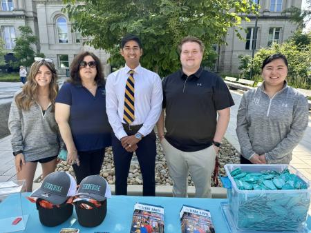 Summer interns Emma Kocher and Emily Looper representing the THCVB at the City of Terre Haute brand launch