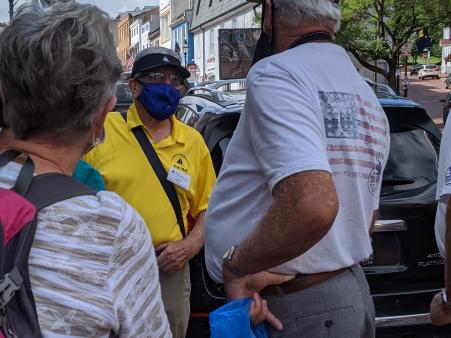 John Barry shows visitors where to go in Annapolis