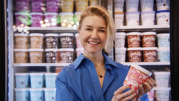 Jeni Britton holding a pint of Jeni's ice cream