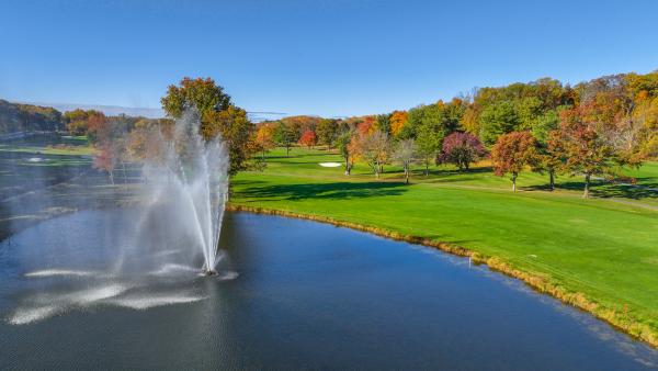 Turf Valley Resort and Golf Fall Foliage + fountain