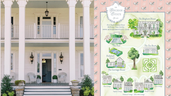 Bingham Estate - front of house and map of property