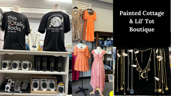 The Painted Cottage and Lil' Tot Boutique is located on Morgan Street in downtown Martinsville. Stop in to browse their eclipse themed souvenirs and other fun merchandise.
