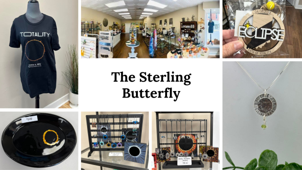 The Sterling Butterfly in downtown Martinsville will offer a variety of eclipse themed souvenirs, handcrafted items and jewelry. Located in downtown Martinsville.