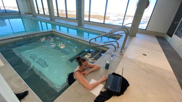 Dakota Dunes Resort working from hot tub