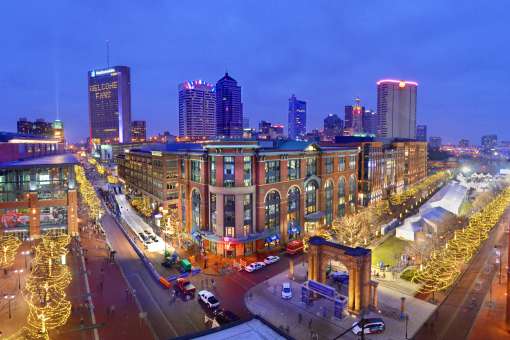 Columbus City Night Aerial View