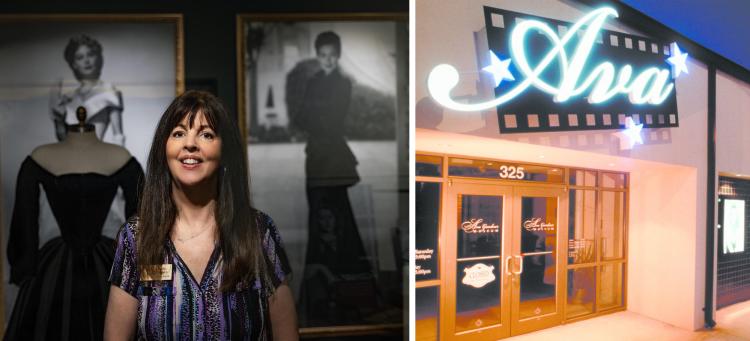 Lynell Seabold with Ava Gardner Museum Sign