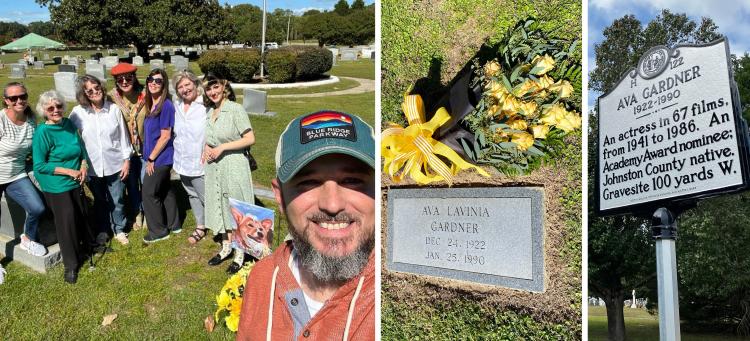 Ava Gardner Festival 2022 Recap, placing flowers on Gardner family gravesite.