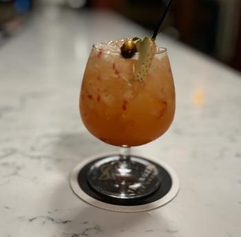 A non-alcoholic drink on the bar