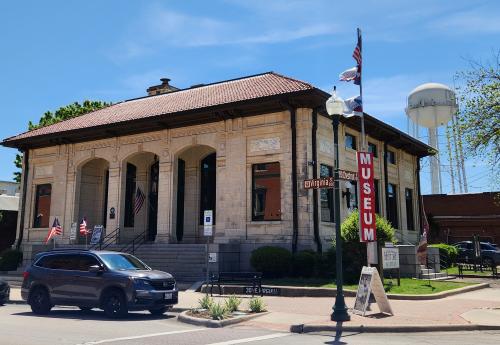 Collin County History Museum from northwest corner with water tower behind it
