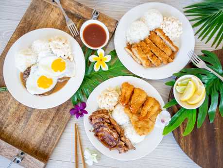 L&L Hawaiian Barbecue - Loco Moco Katsu Seafood Platter