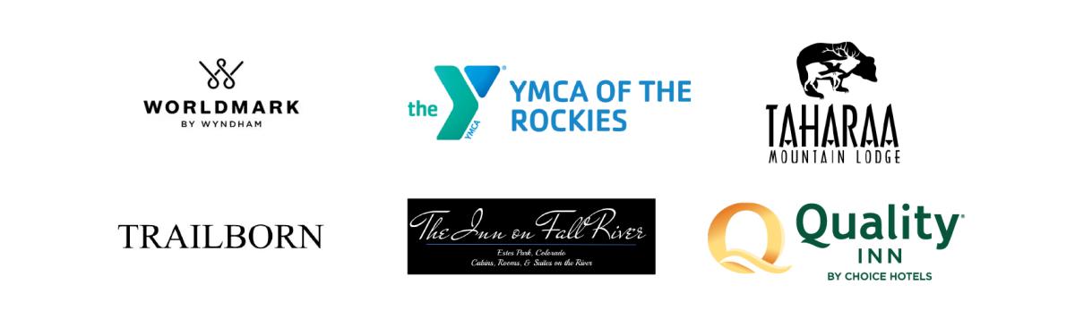 Accessibility Lodging Establishments logos: WorldMark, YMCA of the Rockies, Taharaa, Trailborn, Inn on Fall River, Quality Inn
