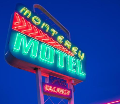 Neon sign at Monterey Motel.