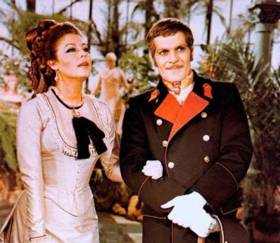 An image of Ava Gardner and Omar Sharif on the set of the movie Mayerling.