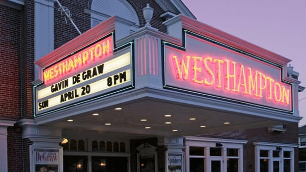 Red neon side reads "Westhampton" on a theater marquee