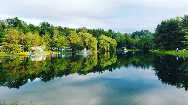 Catch and release fishing pond at the heart of Cooperstown Shadow Brook Campground
