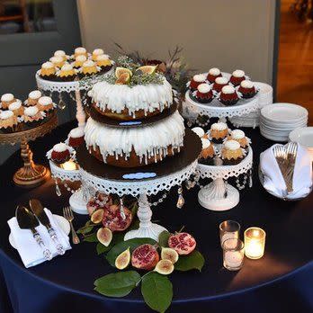 Assortment of sizes and flavors of Bundt cakes.