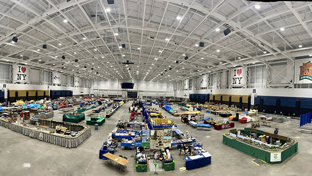 Exhibitor tables at the NYS Fairgrounds during the Great New York State Model Train Fair